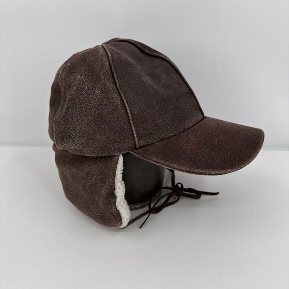 Other - Mad Bomber Distressed‎ Leather Hat With Flaps Size M Men's Brown Recycled